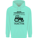 Old Man With a Tractor Driver Farmer Farm Mens 80% Cotton Hoodie Peppermint