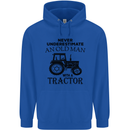 Old Man With a Tractor Driver Farmer Farm Mens 80% Cotton Hoodie Royal Blue