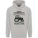 Old Man With a Tractor Driver Farmer Farm Mens 80% Cotton Hoodie Sports Grey