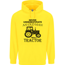 Old Man With a Tractor Driver Farmer Farm Mens 80% Cotton Hoodie Yellow