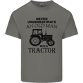 Old Man With a Tractor Driver Farmer Farm Mens Cotton T-Shirt Tee Top Charcoal
