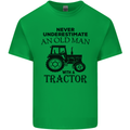 Old Man With a Tractor Driver Farmer Farm Mens Cotton T-Shirt Tee Top Irish Green