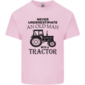 Old Man With a Tractor Driver Farmer Farm Mens Cotton T-Shirt Tee Top Light Pink