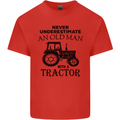 Old Man With a Tractor Driver Farmer Farm Mens Cotton T-Shirt Tee Top Red