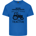 Old Man With a Tractor Driver Farmer Farm Mens Cotton T-Shirt Tee Top Royal Blue