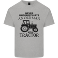 Old Man With a Tractor Driver Farmer Farm Mens Cotton T-Shirt Tee Top Sports Grey