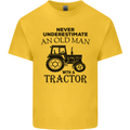 Old Man With a Tractor Driver Farmer Farm Mens Cotton T-Shirt Tee Top Yellow