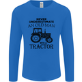 Old Man With a Tractor Driver Farmer Farm Mens Long Sleeve T-Shirt Royal Blue