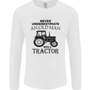 Old Man With a Tractor Driver Farmer Farm Mens Long Sleeve T-Shirt White
