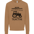 Old Man With a Tractor Driver Farmer Farm Mens Sweatshirt Jumper Caramel Latte