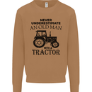 Old Man With a Tractor Driver Farmer Farm Mens Sweatshirt Jumper Caramel Latte