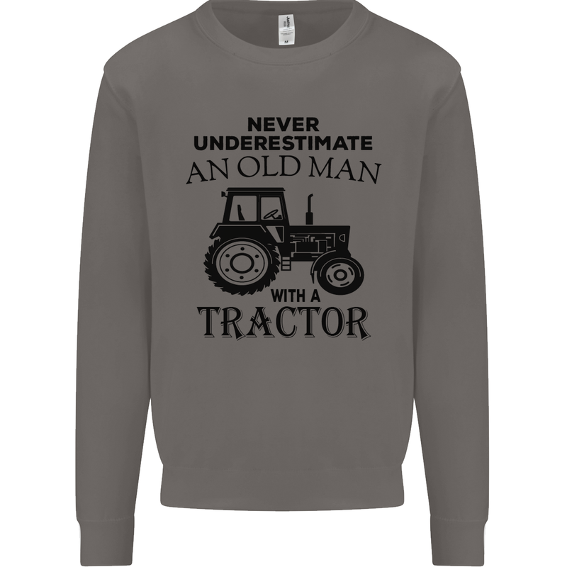 Old Man With a Tractor Driver Farmer Farm Mens Sweatshirt Jumper Charcoal