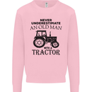 Old Man With a Tractor Driver Farmer Farm Mens Sweatshirt Jumper Light Pink