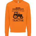 Old Man With a Tractor Driver Farmer Farm Mens Sweatshirt Jumper Orange