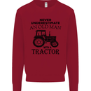 Old Man With a Tractor Driver Farmer Farm Mens Sweatshirt Jumper Red