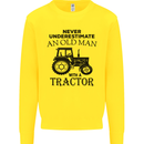 Old Man With a Tractor Driver Farmer Farm Mens Sweatshirt Jumper Yellow