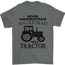 Old Man With a Tractor Driver Farmer Farm Mens T-Shirt Cotton Gildan Charcoal