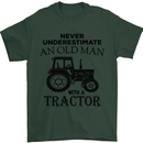 Old Man With a Tractor Driver Farmer Farm Mens T-Shirt Cotton Gildan Forest Green