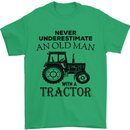Old Man With a Tractor Driver Farmer Farm Mens T-Shirt Cotton Gildan Irish Green
