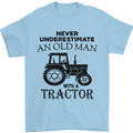 Old Man With a Tractor Driver Farmer Farm Mens T-Shirt Cotton Gildan Light Blue