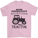 Old Man With a Tractor Driver Farmer Farm Mens T-Shirt Cotton Gildan Light Pink