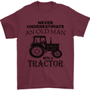 Old Man With a Tractor Driver Farmer Farm Mens T-Shirt Cotton Gildan Maroon