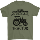 Old Man With a Tractor Driver Farmer Farm Mens T-Shirt Cotton Gildan Military Green