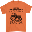 Old Man With a Tractor Driver Farmer Farm Mens T-Shirt Cotton Gildan Orange
