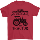 Old Man With a Tractor Driver Farmer Farm Mens T-Shirt Cotton Gildan Red