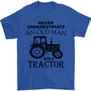 Old Man With a Tractor Driver Farmer Farm Mens T-Shirt Cotton Gildan Royal Blue