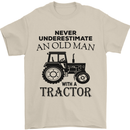 Old Man With a Tractor Driver Farmer Farm Mens T-Shirt Cotton Gildan Sand