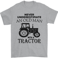 Old Man With a Tractor Driver Farmer Farm Mens T-Shirt Cotton Gildan Sports Grey