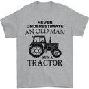 Old Man With a Tractor Driver Farmer Farm Mens T-Shirt Cotton Gildan Sports Grey
