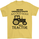 Old Man With a Tractor Driver Farmer Farm Mens T-Shirt Cotton Gildan Yellow
