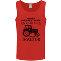 Old Man With a Tractor Driver Farmer Farm Mens Vest Tank Top Red