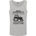 Old Man With a Tractor Driver Farmer Farm Mens Vest Tank Top Sports Grey