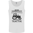 Old Man With a Tractor Driver Farmer Farm Mens Vest Tank Top White