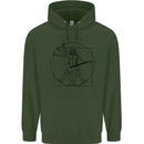 Old Rocker Vitruvian Guitarist Funny Guitar Childrens Kids Hoodie Forest Green