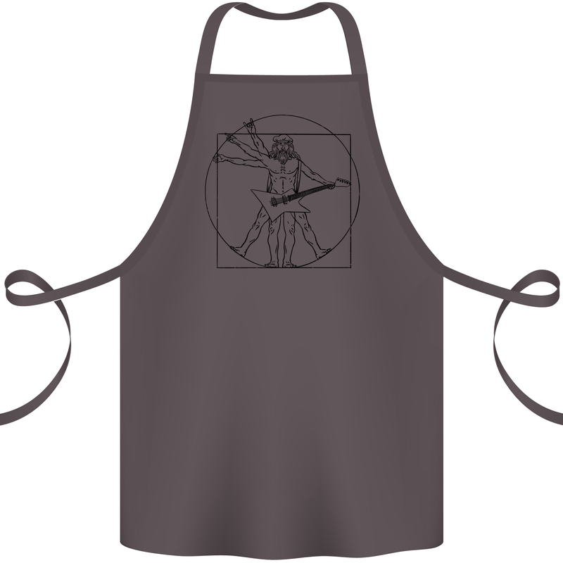 Old Rocker Vitruvian Guitarist Funny Guitar Cotton Apron 100% Organic Dark Grey
