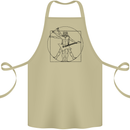 Old Rocker Vitruvian Guitarist Funny Guitar Cotton Apron 100% Organic Khaki