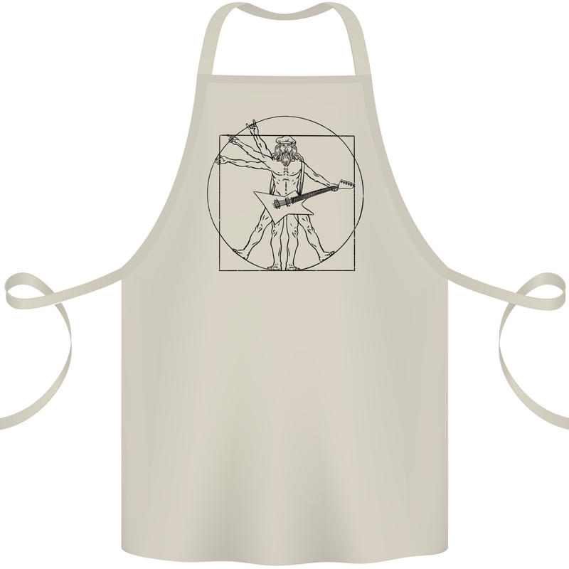 Old Rocker Vitruvian Guitarist Funny Guitar Cotton Apron 100% Organic Natural