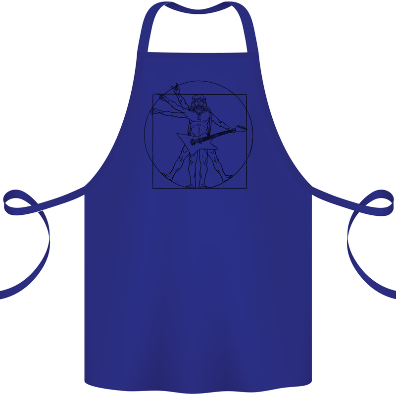 Old Rocker Vitruvian Guitarist Funny Guitar Cotton Apron 100% Organic Royal Blue