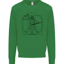 Old Rocker Vitruvian Guitarist Funny Guitar Kids Sweatshirt Jumper Irish Green
