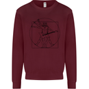 Old Rocker Vitruvian Guitarist Funny Guitar Kids Sweatshirt Jumper Maroon
