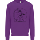 Old Rocker Vitruvian Guitarist Funny Guitar Kids Sweatshirt Jumper Purple