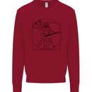 Old Rocker Vitruvian Guitarist Funny Guitar Kids Sweatshirt Jumper Red
