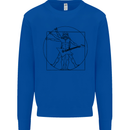 Old Rocker Vitruvian Guitarist Funny Guitar Kids Sweatshirt Jumper Royal Blue
