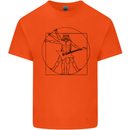 Old Rocker Vitruvian Guitarist Funny Guitar Kids T-Shirt Childrens Orange