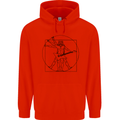 Old Rocker Vitruvian Guitarist Funny Guitar Mens 80% Cotton Hoodie Bright Red