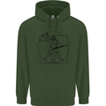 Old Rocker Vitruvian Guitarist Funny Guitar Mens 80% Cotton Hoodie Forest Green